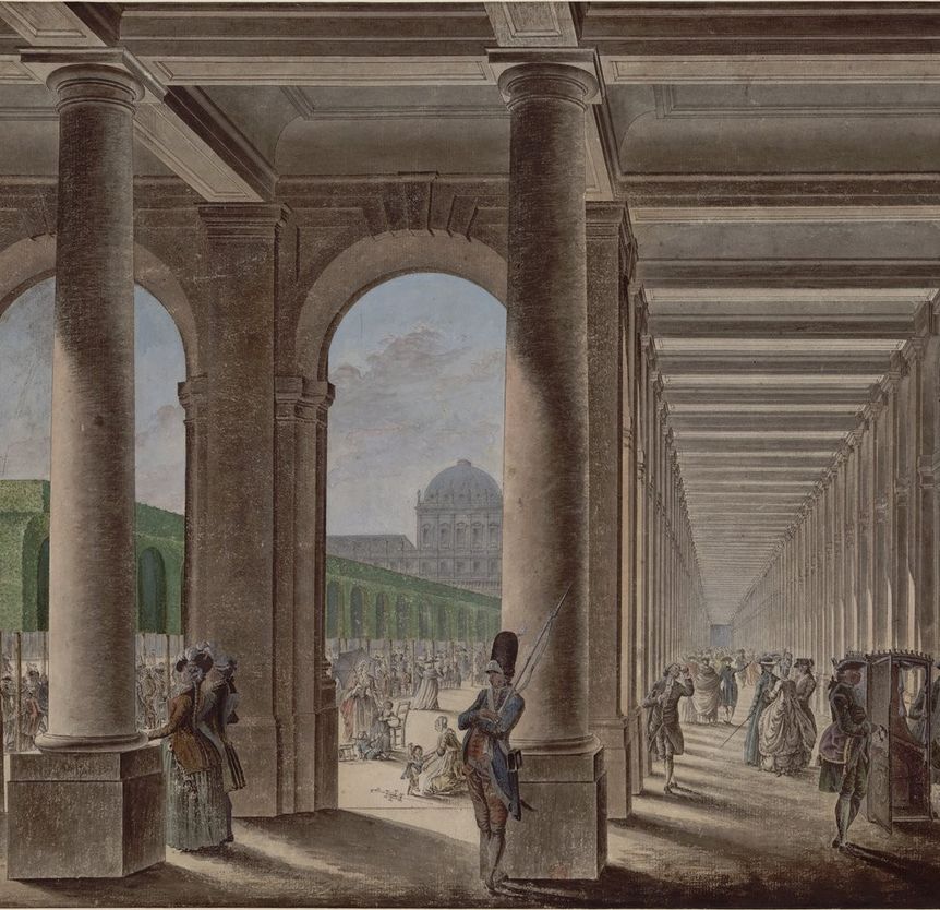 Image: Watercolor of the Palais Royal, after 1780.
